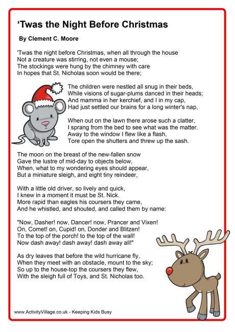 Twas The Night Before Christmas Poem Printable 2021