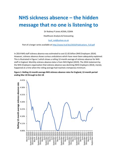 (PDF) NHS sickness absence - the hidden message that no one is listening to