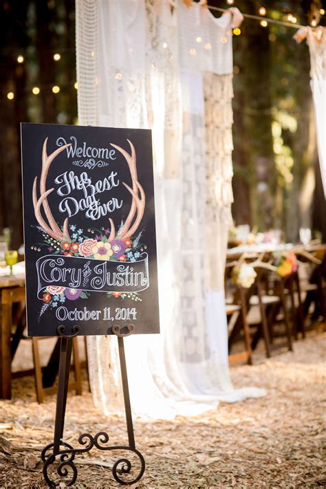 Black Wedding Sign With Antler Design