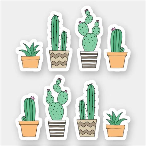 Cactus Cacti Succulent Stickers Zazzle Succulent Stickers Homemade