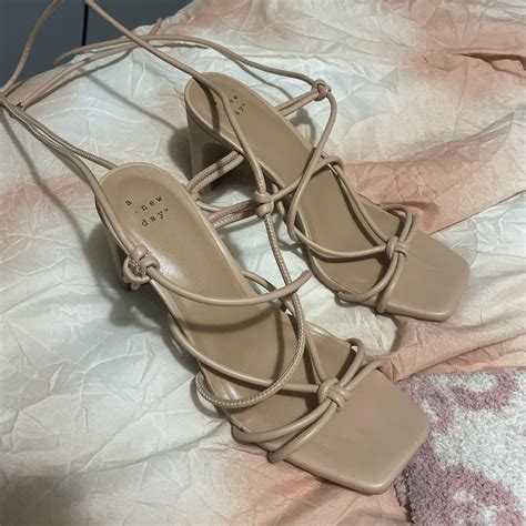 Strappy Lace Up Nude Heels REPOP Size 7 5 Depop