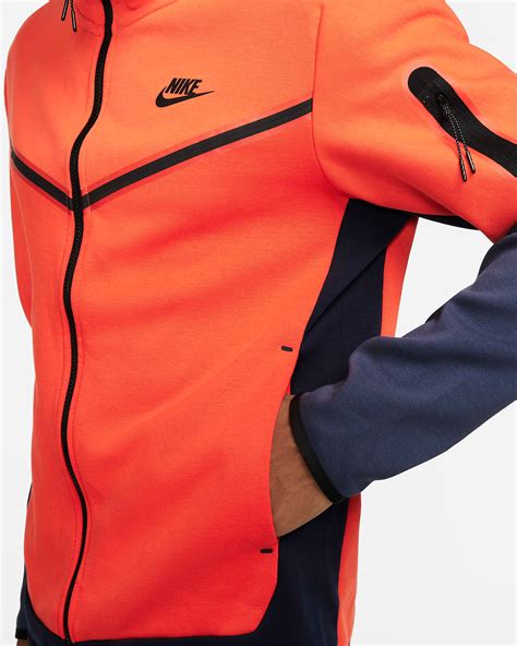 Nike Tech Fleece Hoodie In Team Orange Black Navy