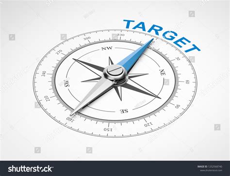 Ilustrasi Stok Magnetic Compass Needle Pointing Blue Target