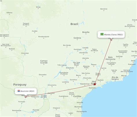 All Flight Routes From Montes Claros To Asuncion Moc To Asu Flight