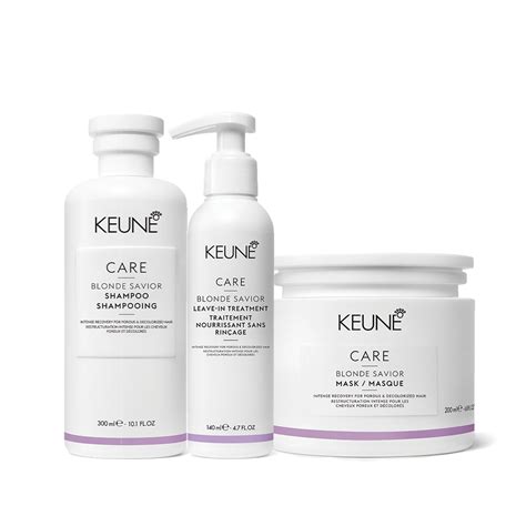 Kit Keune Care Blonde Savior Shampoo Máscara Leave In 3 produtos