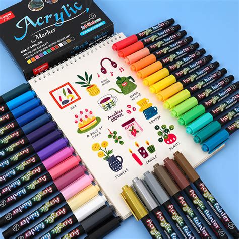 Guangna 1224364860 Colors Acrylic Markers Paint Brush Marker Pen