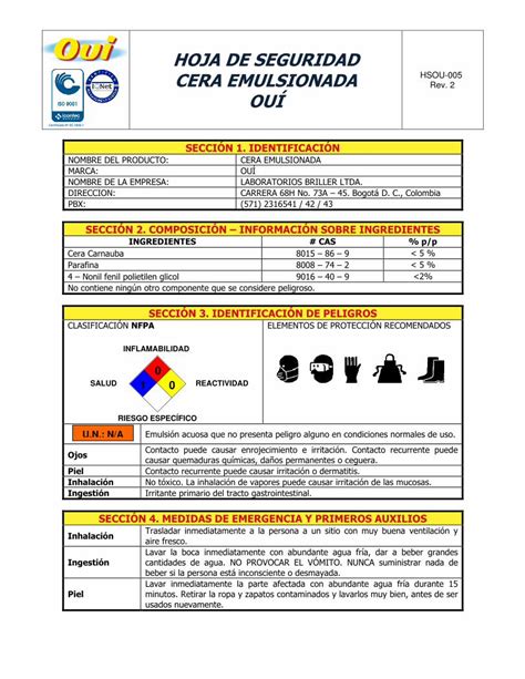 PDF HOJA DE SEGURIDAD Suprisa Cosuprisa Co Suprisa Co