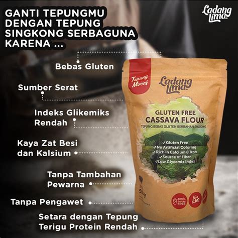 Jual LADANG LIMA TEPUNG SINGKONG GLUTEN FREE CASSAVA FLOUR SERBAGUNA