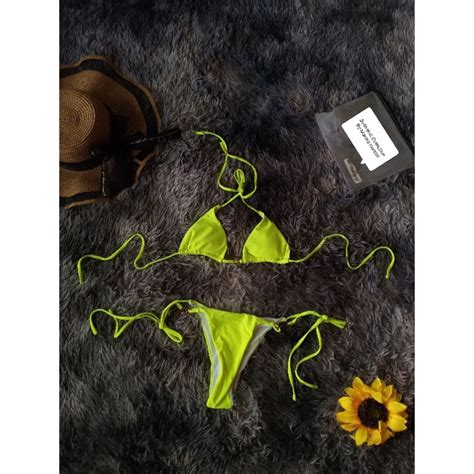 Yellow Green Self Tie Micro Bikini Medium On Tag Carry Din Sa Small Frame Shopee Philippines