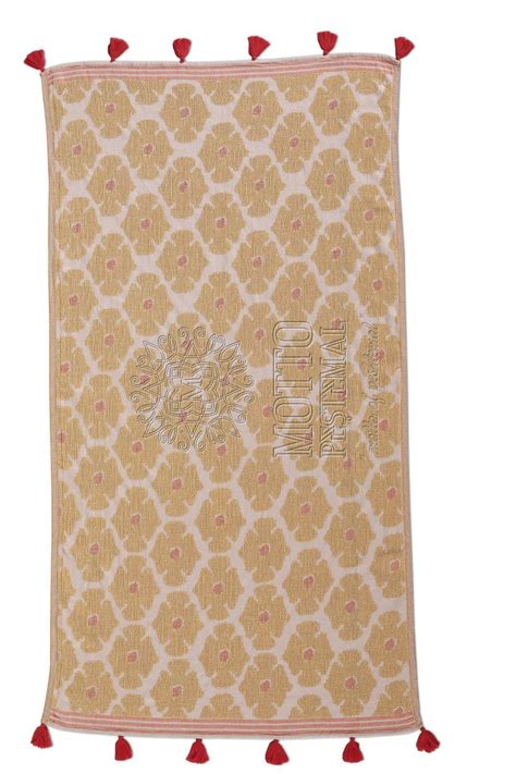 Turkish Peshtemal Towel Jacquard Pompom Mot 35 Motto Peshtemal