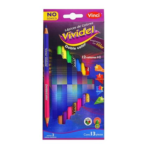 Lápices de colores Vinci Vividel doble color 13 pzas Bodega Aurrera