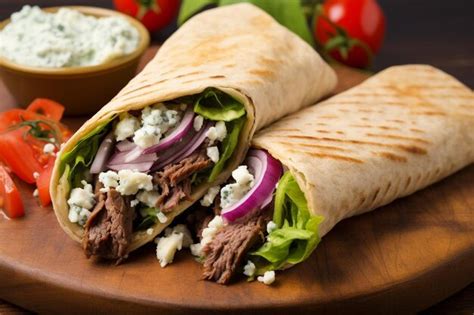 Premium Photo Mediterranean Magic Greek Gyro Wrap Sandwich Image