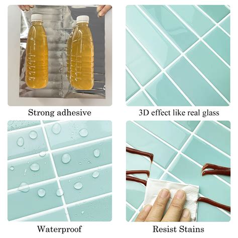 Snapklik.com : 3D Peel And Stick Backsplash 10"x10" 10 Sheet Blue Self