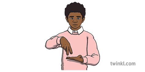 Auslan Child Wait 1 Ks1and2 Illustration Twinkl