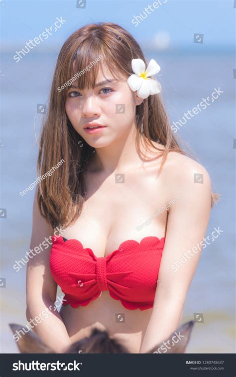 Sexy Women Wear Red Bikini Relax Stock Photo Shutterstock