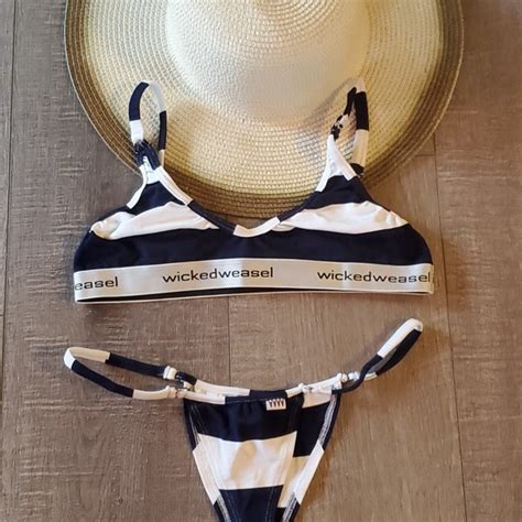 Wicked Weasel Swim Wicked Weasel Sailor Kiss 376 Crop Top Bikini Size Medium Poshmark