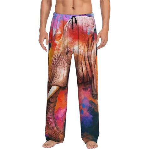 Daiia Men S Oil Paintings Of Elephants Pants Bottoms Sleep Lounge