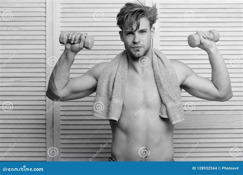 Athlete With Naked Torso After Morning Shower Stock Photo Image Of Exercising Exercise