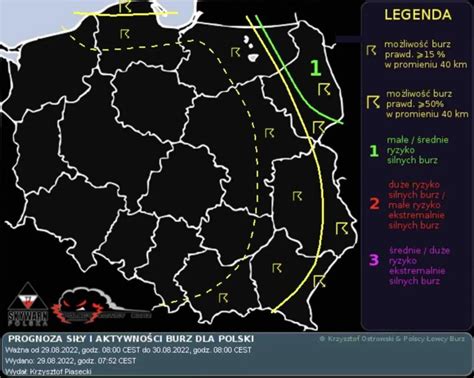 Burze Mog Wyst Pi Dzi Zw Aszcza Na Wschodzie I P Nocy Polski