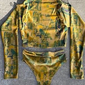 Patterned Velvet Set Costume Bandeau Top Bikini Swimwear Etsy