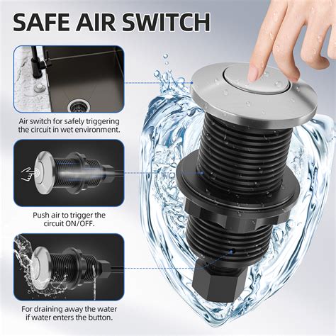Garbage Disposal Air Switch Kit With Stainless Steel Brushed Air Button