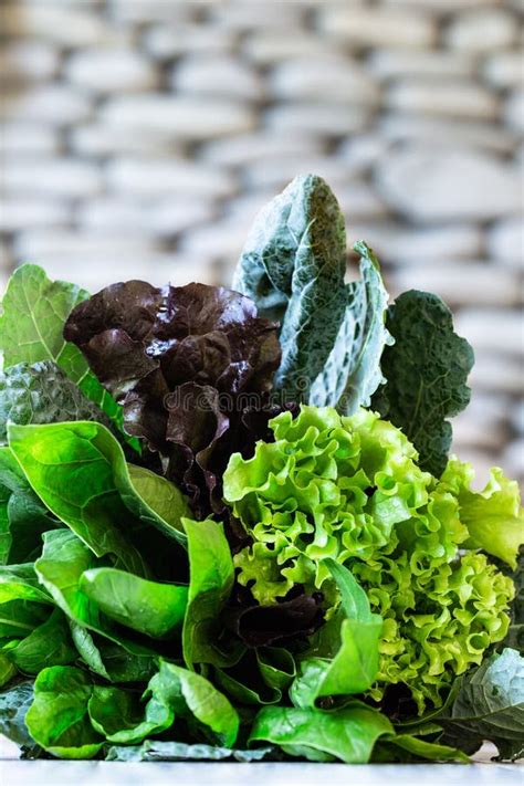 Hojas De Lechuga Verde Y Roja Kale Spinach Amaranth Sobre Mesa Blanca