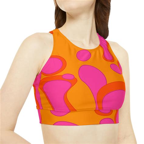 Sporty Bikini Set Lava Lamp Swimwear Groovy Two Piece Women S S Bathing Suit Full Coverage