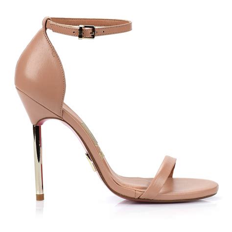 Sandália Salto Alto Veneto Couro Nude UZA Shoes Sapatos Femininos