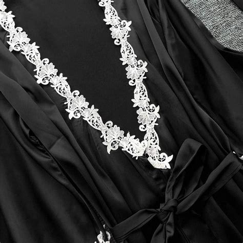Dessouse Damen Sexy Reizw Sche Sexy Dessous Damen F R Sex Satin Robe Spitzen Kimono Tlg Set