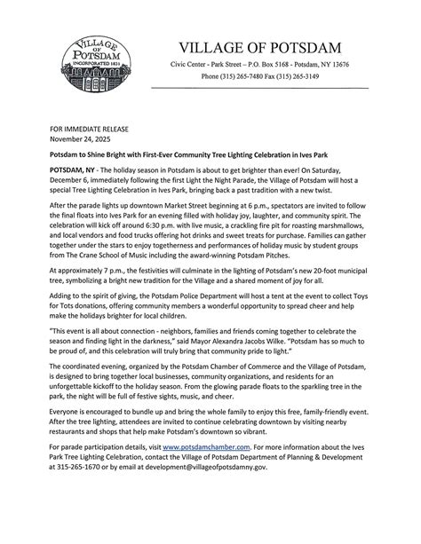 Light the Night Parade and Tree Lighting Ceremony 2025 Press Release