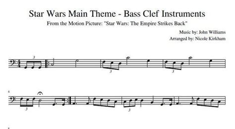 Star Wars Main Theme Bass Clef Instruments Etsy