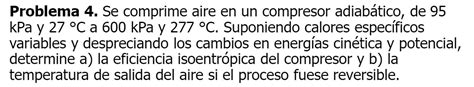 Solved Problema 4 Se Comprime Aire En Un Compresor Adiabatico De 95