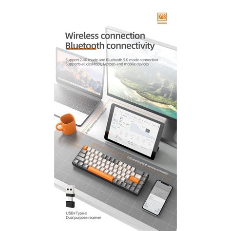 K G Bluetooth Mechanical Keyboard Hot Swap Red And Green Switch Usb Type C Gaming Mobile