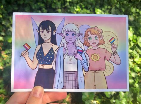 Gay Fairies With Pride Flags Cute Rainbow Mini Art Print Lesbian Pansexual And Bisexual Etsy