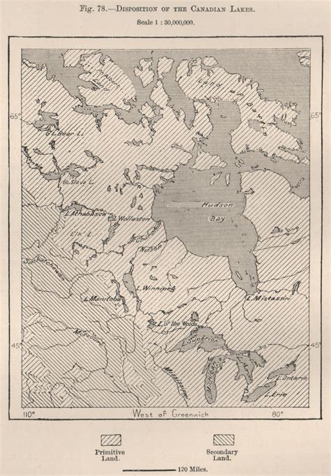 Disposition Of The Canadian Lakes Canada 1885 Old Antique Map Plan Chart