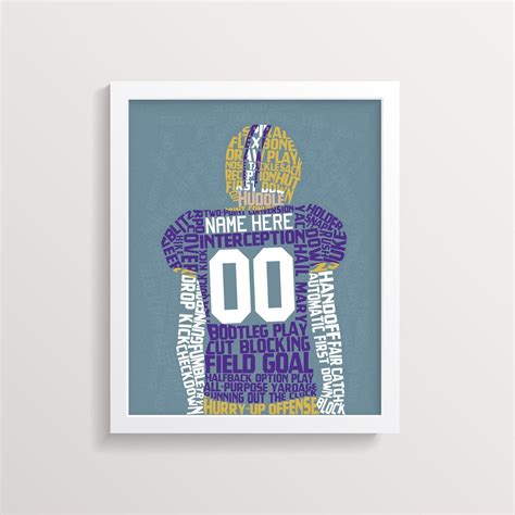 Football Player Word Art Print Customize With Name And Number And In Any