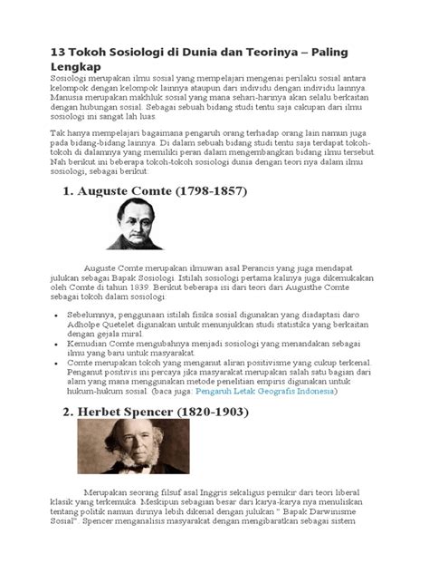 13 Tokoh Sosiologi Di Dunia Dan Teorinya Pdf