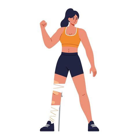 Confident athlete with a bandaged leg in a minimal flat illustration