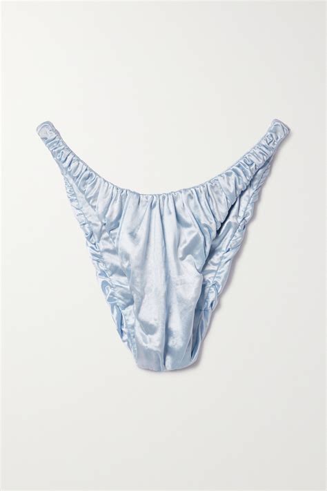 Buy ISA BOULDER Jessie Ruched Metallic Stretch Satin Bikini Briefs Orange At 39 Off