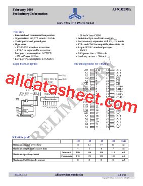 AS7C32098A Datasheet PDF Alliance Semiconductor Corporation