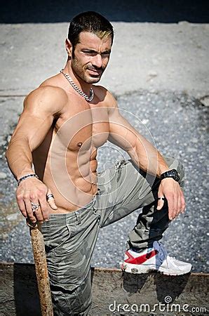 Construction Worker Naked With Muscular Body Stock Photography CartoonDealer