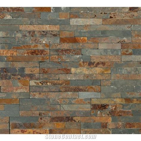 Split Face Multicolour Rusty Slate Natural Stone Cladding Wall Panel