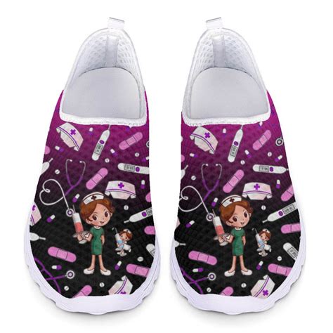 Cartoon Nurse Pattern Designer Mesh Casual Shoes for women 2025 Summer