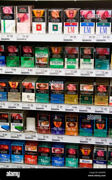 Cigarette Packs With Graphic Photograph Warning Labels Legally Stock