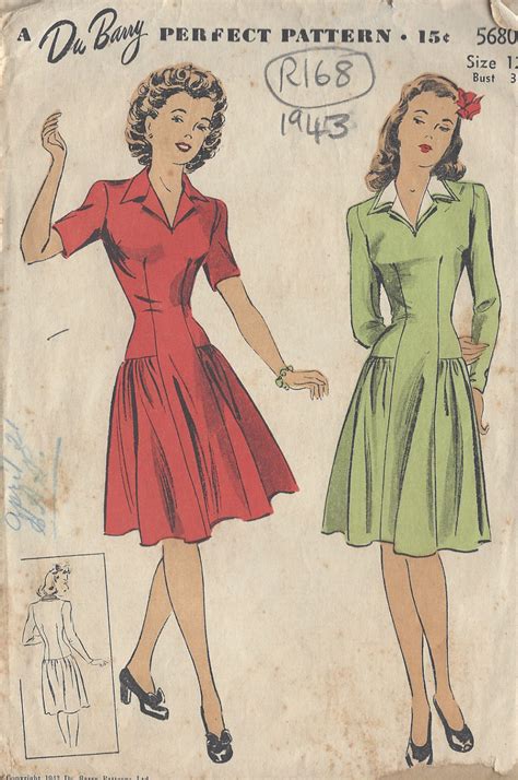 Vintage Sewing Pattern Dress B R By Du Barry The