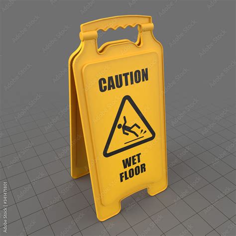 Wet floor sign Stock 3D asset | Adobe Stock