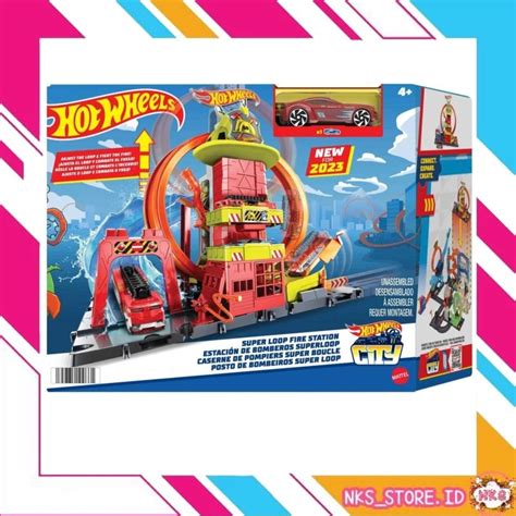 Jual Hot Wheels City Super Loop Fire Station Playset Hotwheels Mainan Anak Trek Mobil Shopee