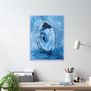 Blue Nude Hand Painted Original Painting On Canvas Picasso Style Acrylic Paints Stretched