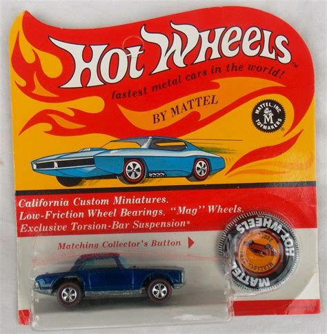 Vintage Mattel Hot Wheels Redline Mercedes Benz Sl Blue Moc Bp