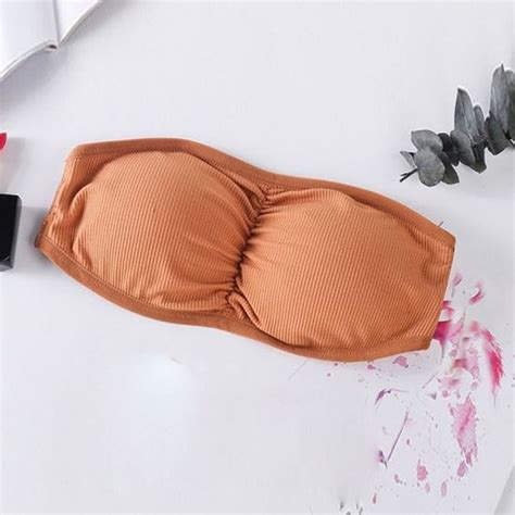 Femmes Dames Sexy Bustier Sans Soudure Bandeau Soutien Gorge Boob Tube Confort Tops Marron